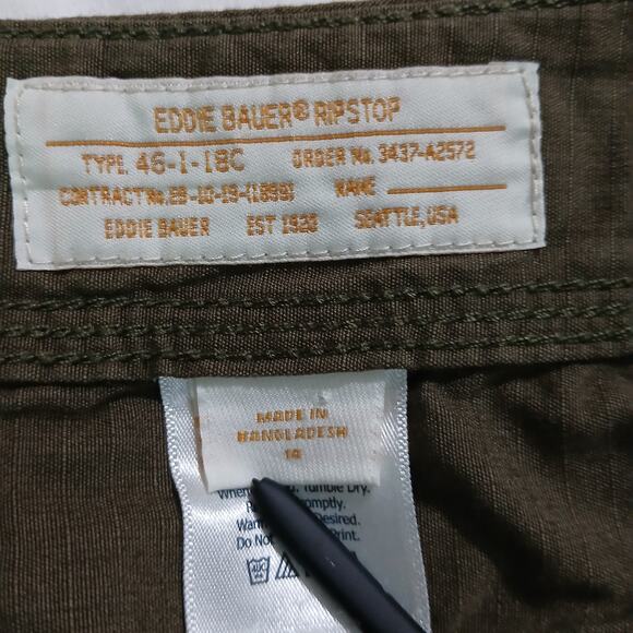 Eddie Bauer size 14 olive ripstop mini-skirt easy care front and side pockets - Picture 9 of 11
